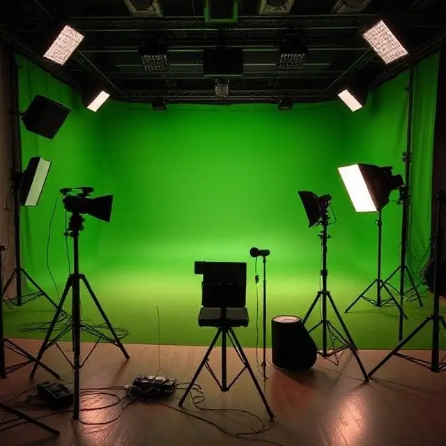 A green screen cyclorama studio ready for visual effects work.